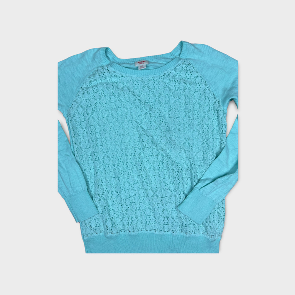 Mossimo Supply Co |  Women's Lace Front Embellished Sweater | Large - Picture 8 of 9
